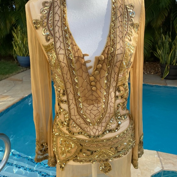 Stunning couture gold dress - Picture 2 of 11